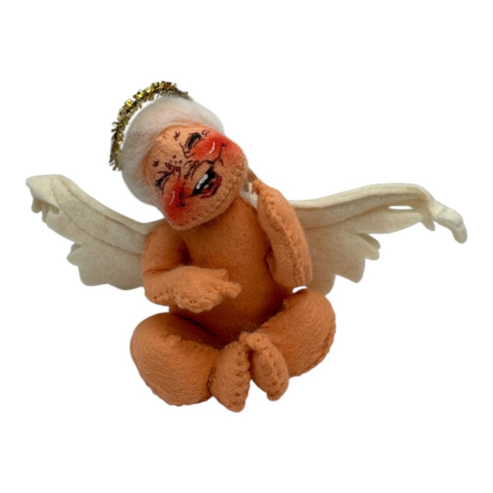 Annalee Mobilitee Cherub Angel Doll From 1971 EUC Bendable Halo Wings